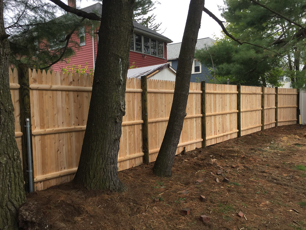 6' high cedar stockade in Waltham