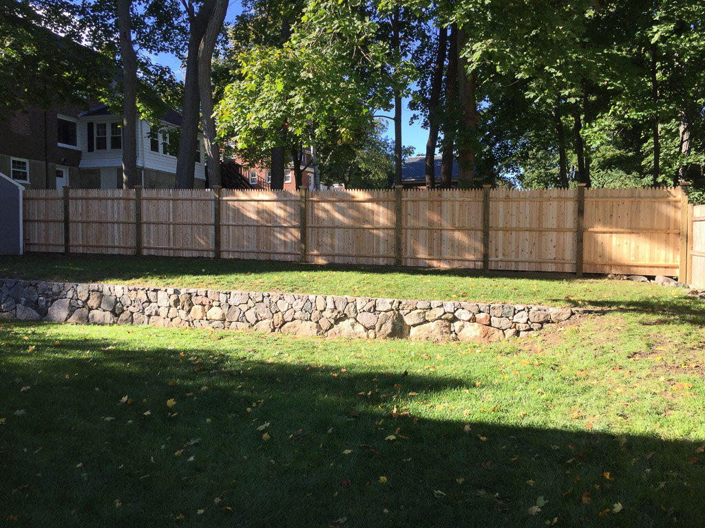 stockade with square posts in Waltham