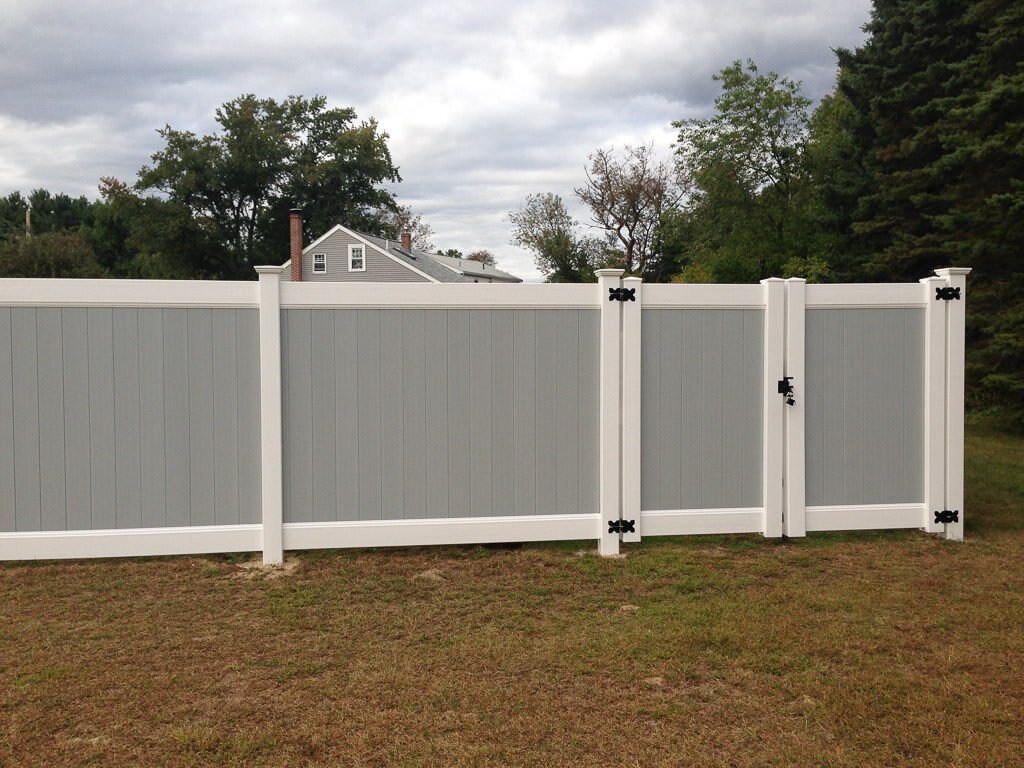 grey on white double drive gate in Waltham