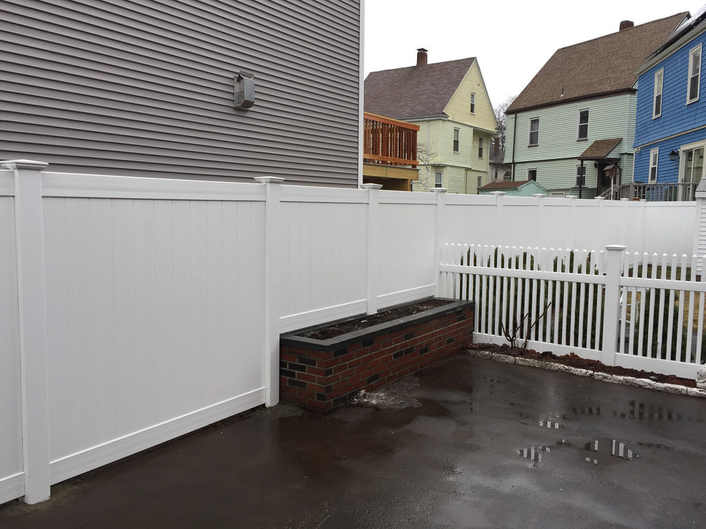 white privacy with custom bottom in Waltham