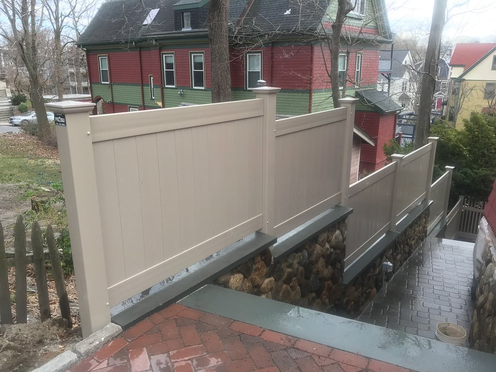 Custom vinyl fence on a wall in Boston