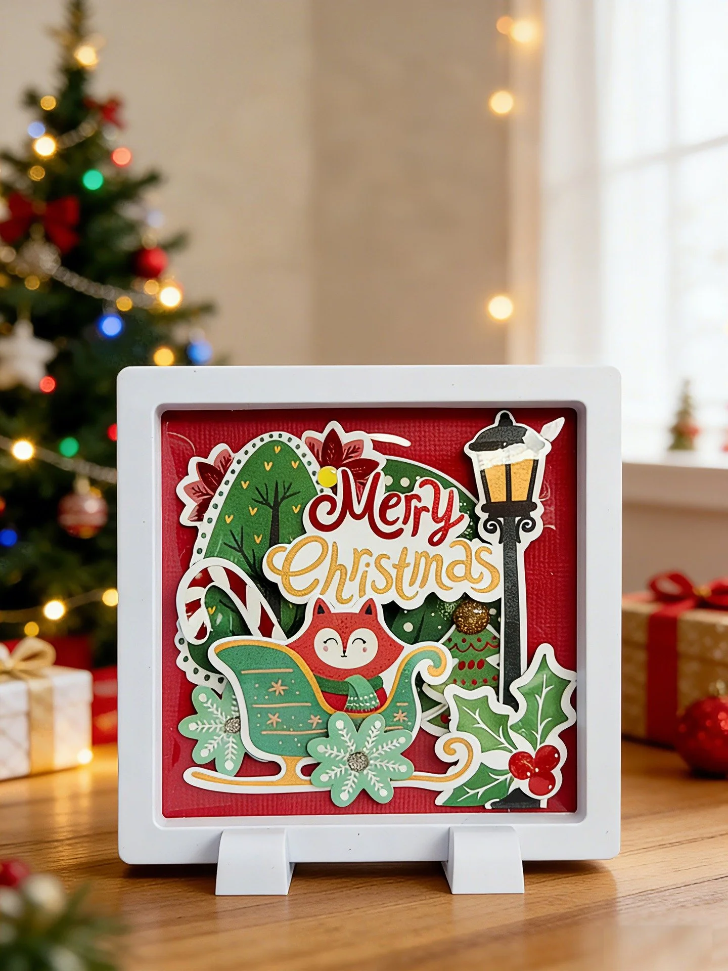 Handmade die-cut paper 3D decor-tiny christmas magic for your desktop! made from A GIFT FOR ALL~#crafter #HANDMADE#dıy #papercrafts #paperart #christmaspresent