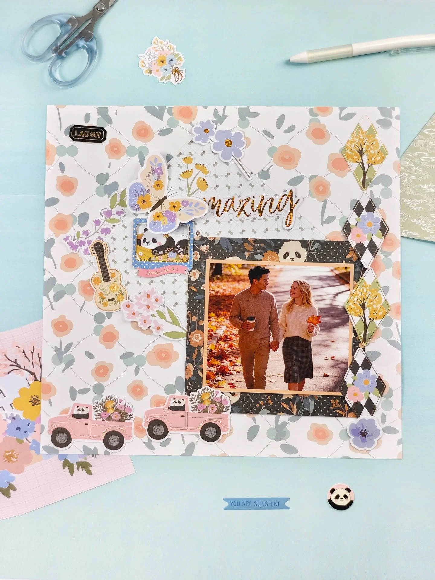 This scrapbook page is made with our Lush Garden collection, full of fresh spring vibes.#LushGarden #ScrapbookPage #SpringCrafts #PaperCrafts #Scrapbooking #HandmadeWithLove #FloralCrafts #DIYScrapbook #CraftInspiration #SpringVibes