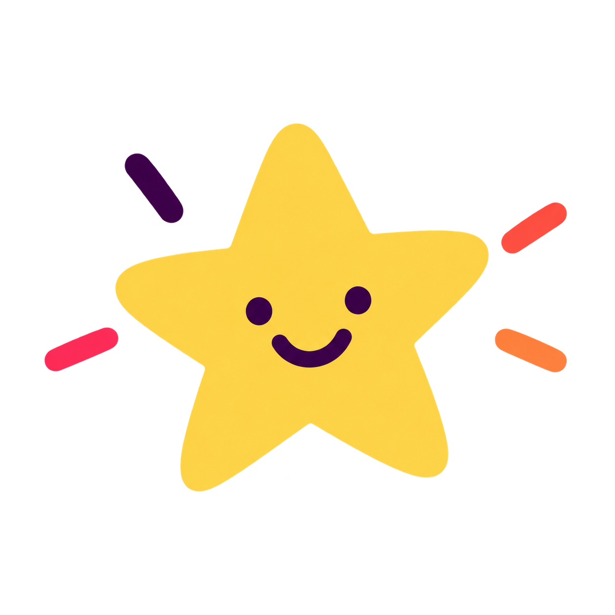 Smiling yellow star representing creativity and achievement