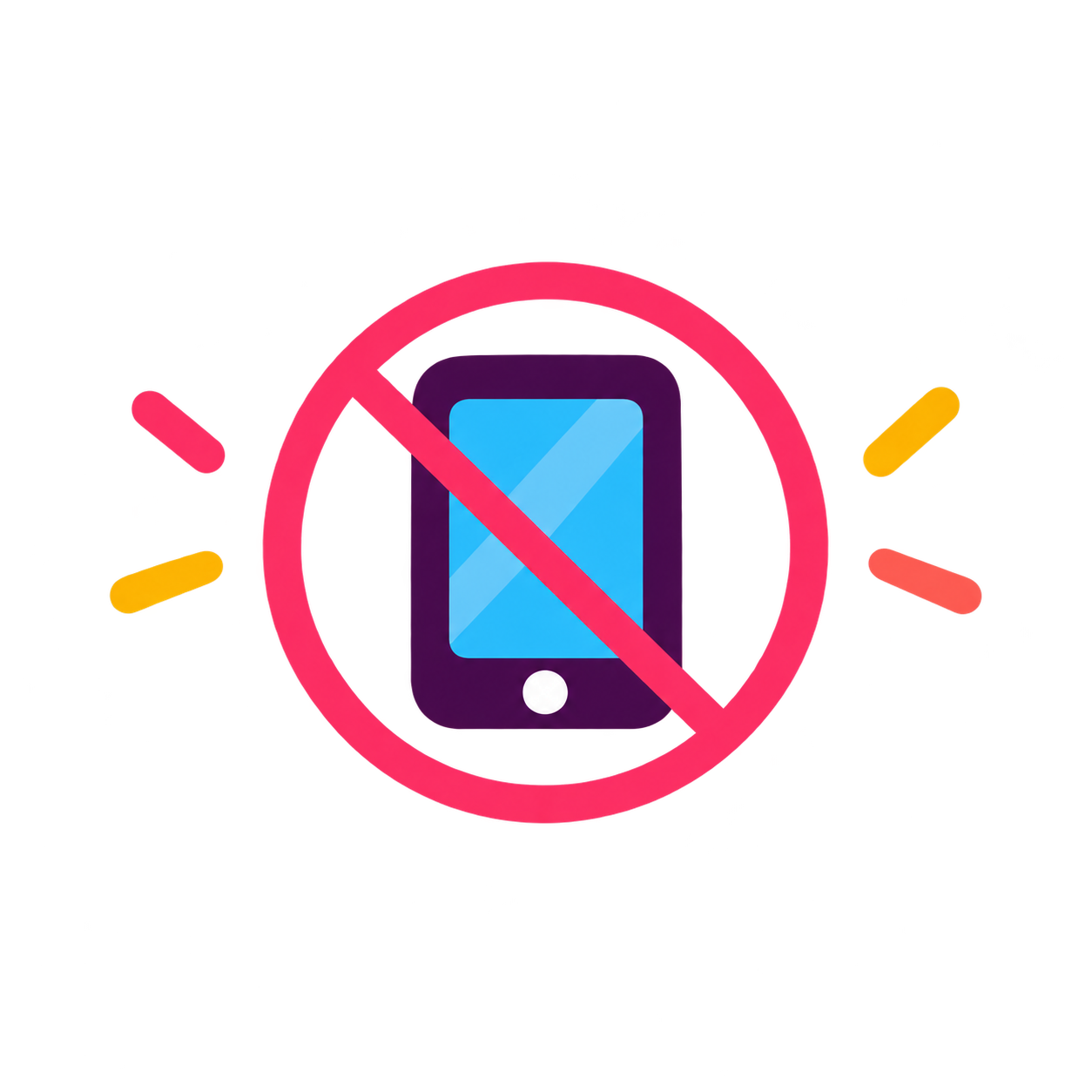 Screen-free play icon with a crossed-out mobile phone