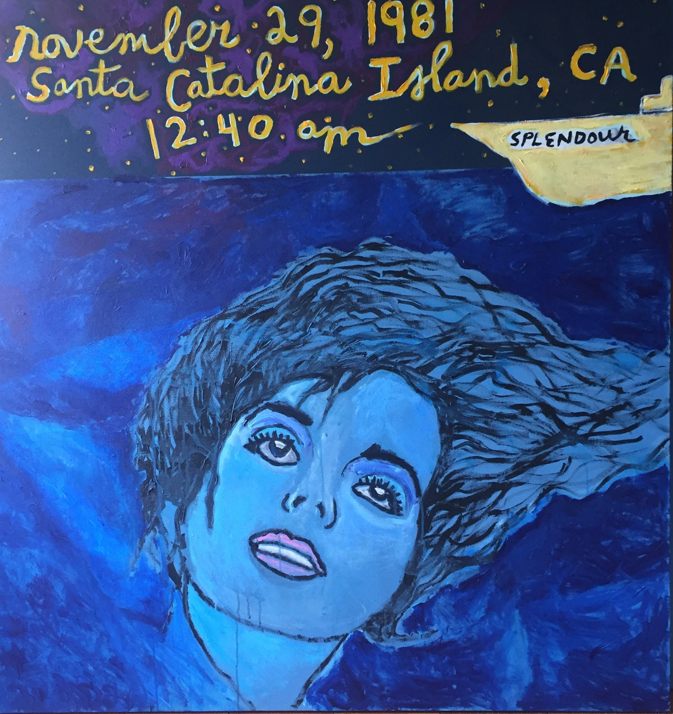 sold/ The Death of Natalie Wood / 60x60in / acrylic on canvas 
