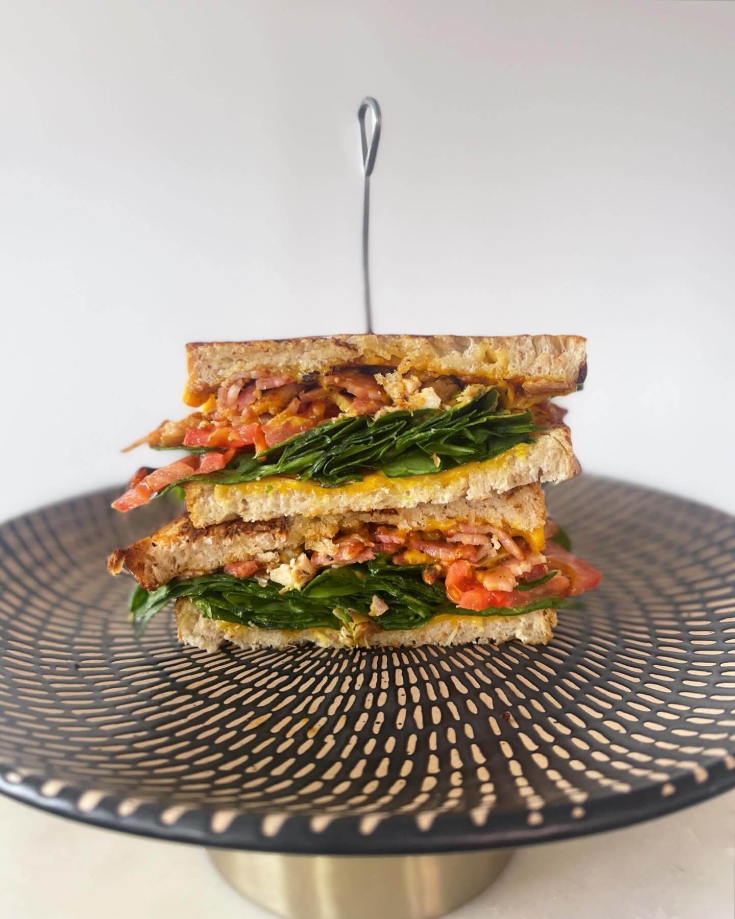 I asked Ethan @radpitt_ to make me something of his choice for lunch 👌 and he came up with this beauty, toasted Sanga with chicken, spiced aioli, spinach, bacon, tomato, cheese, delicious to say the least 😋 will it be on the menu??? You have to con