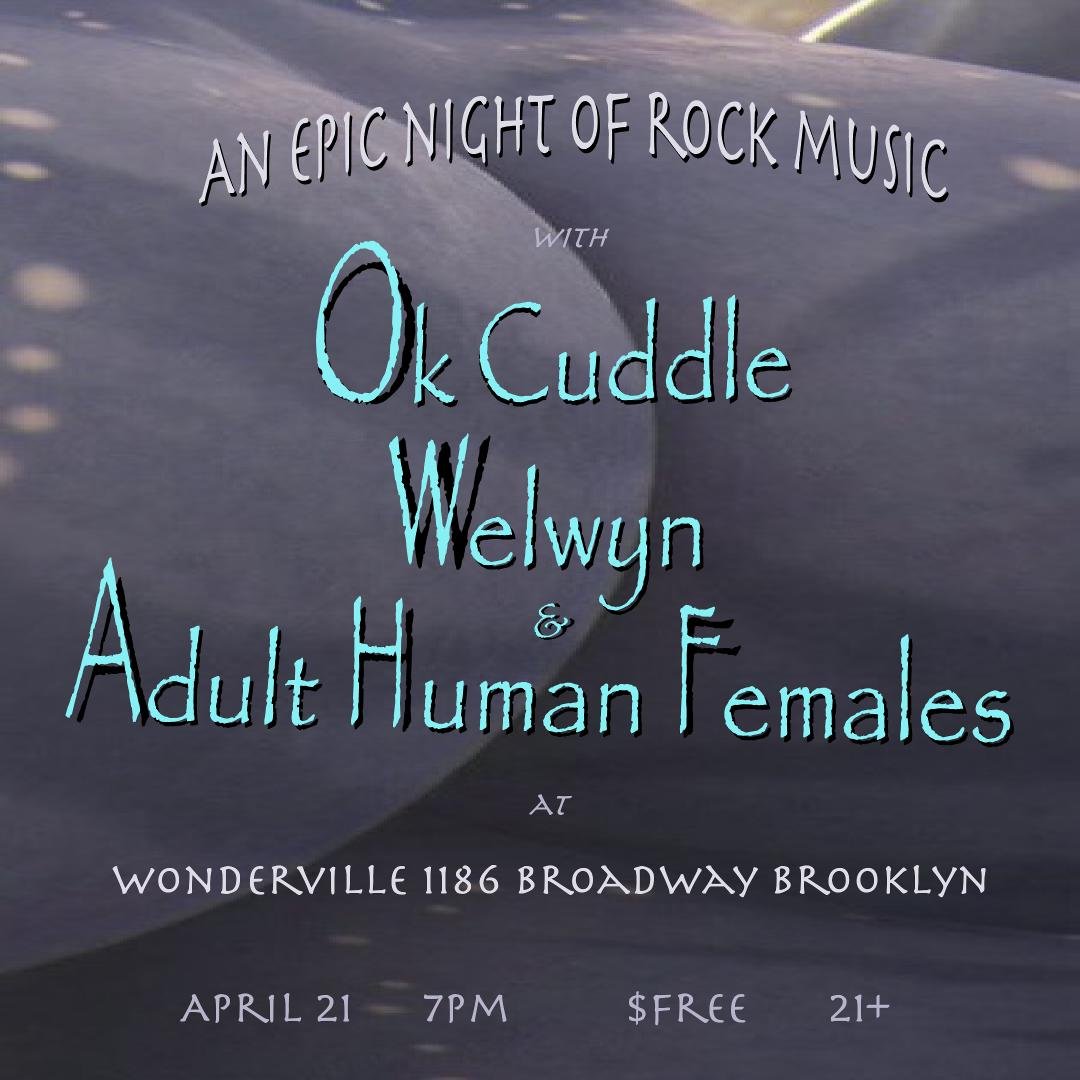 an epic rock night with ok cuddle, welwyn, &amp; adult human females