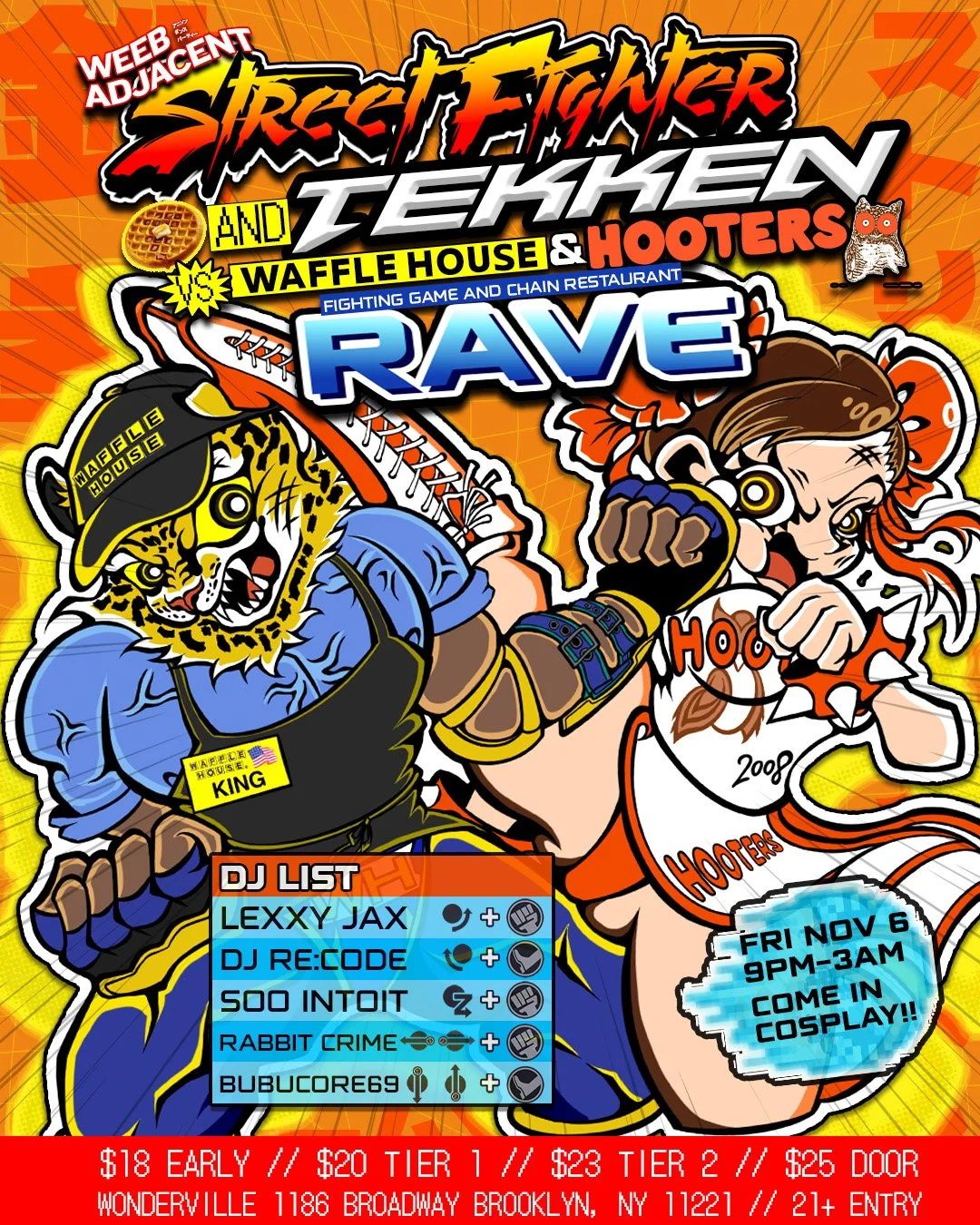  「STREET FIGHTER AND TEKKEN VS WAFFLE HOUSE &amp; HOOTERS FIGHTING GAME AND CHAIN RESTAURANT RAVE」 