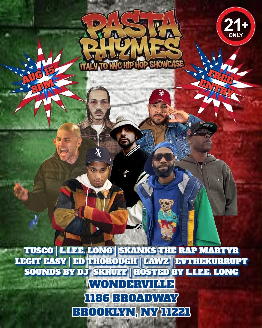 Pasta Rhymes - Italy to NY Hip Hop Showcase Flyer