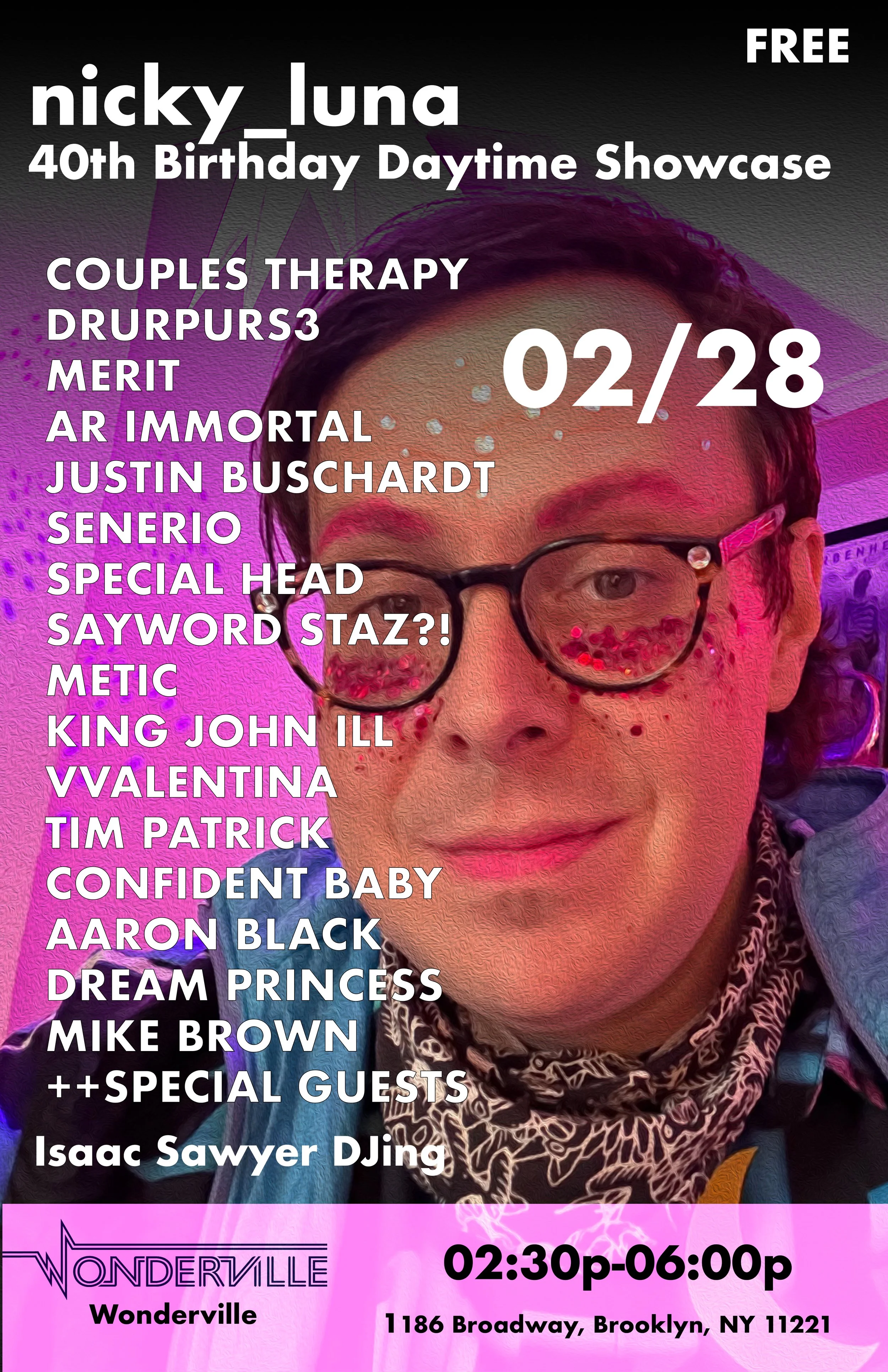 nicky_luna : 40th Birthday Daytime Showcase Flyer