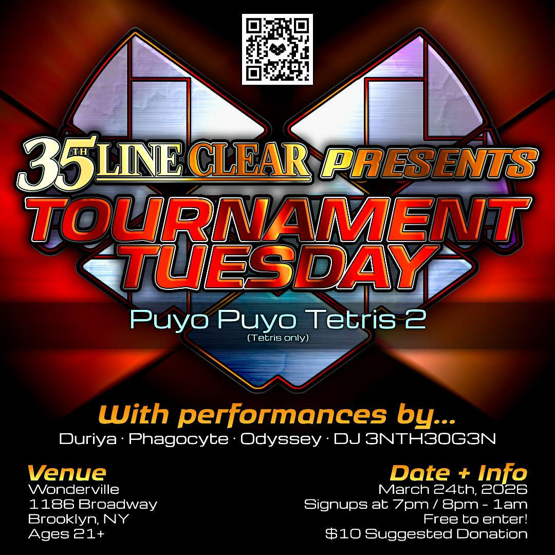 35th Line Clear presents: Tournament Tuesday - Puyo Puyo Tetris 2 Flyer