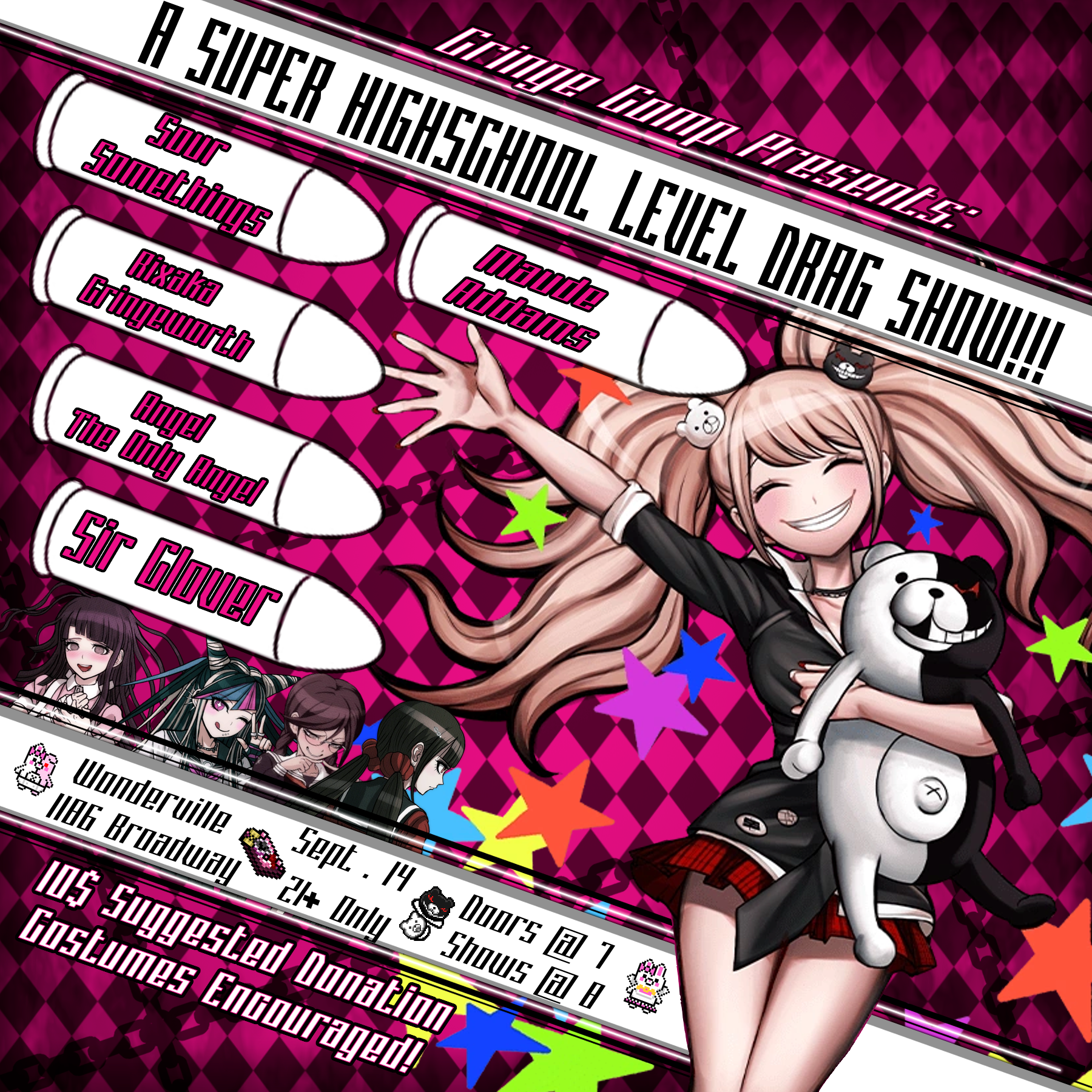 A Super High School Level drag show: a danganronpa tribute Flyer