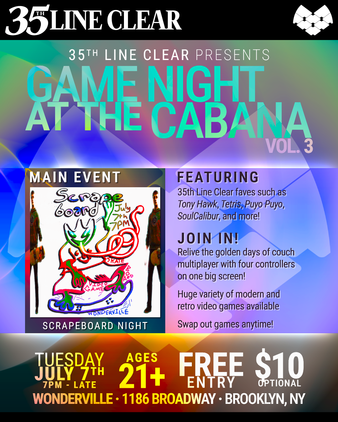 35th Line Clear presents: Game Night at the Cabana, Vol. 3 Flyer