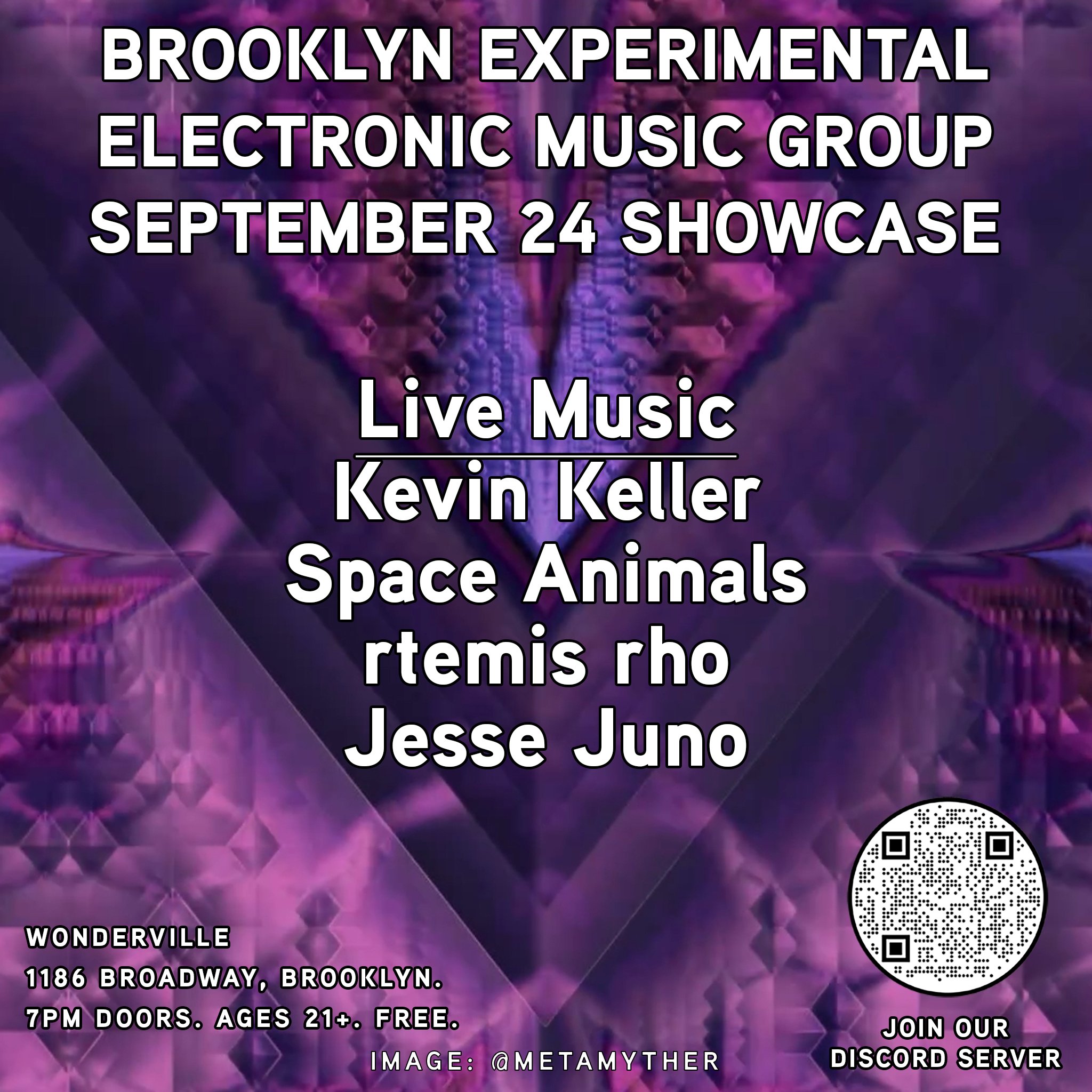 Brooklyn Experimental Electronic Music September Artist Showcase Flyer