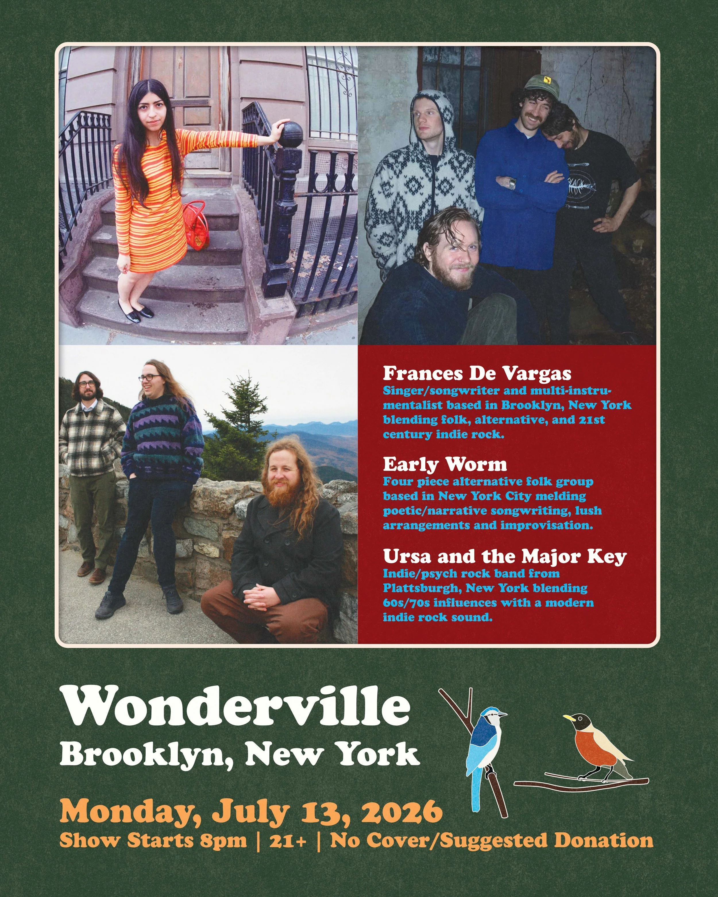 Ursa and the Major Key w/ Frances De Vargas & Early Worm at Wonderville! Flyer