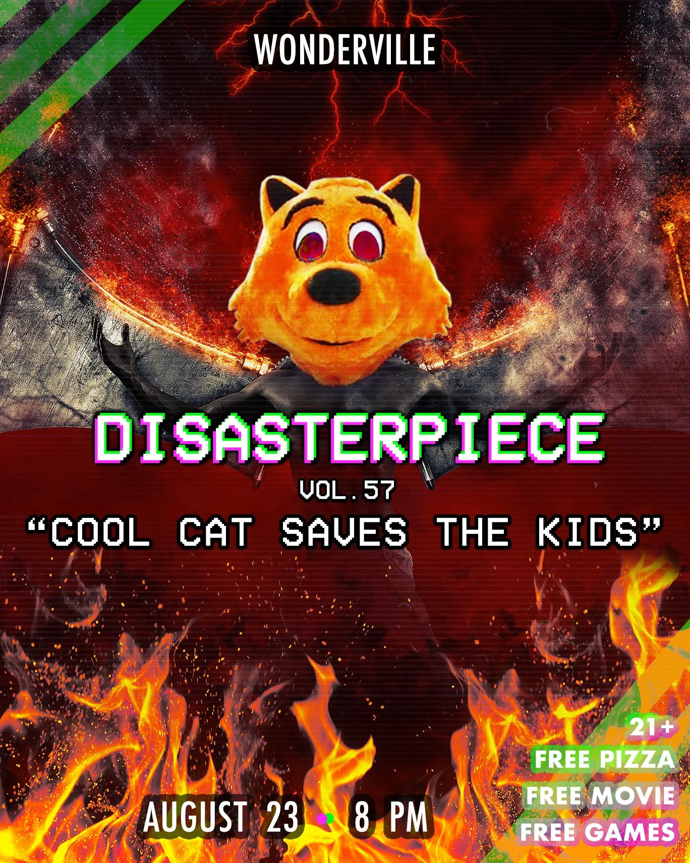 Disasterpiece Movie Night: Cool Cat Saves the Kids Flyer