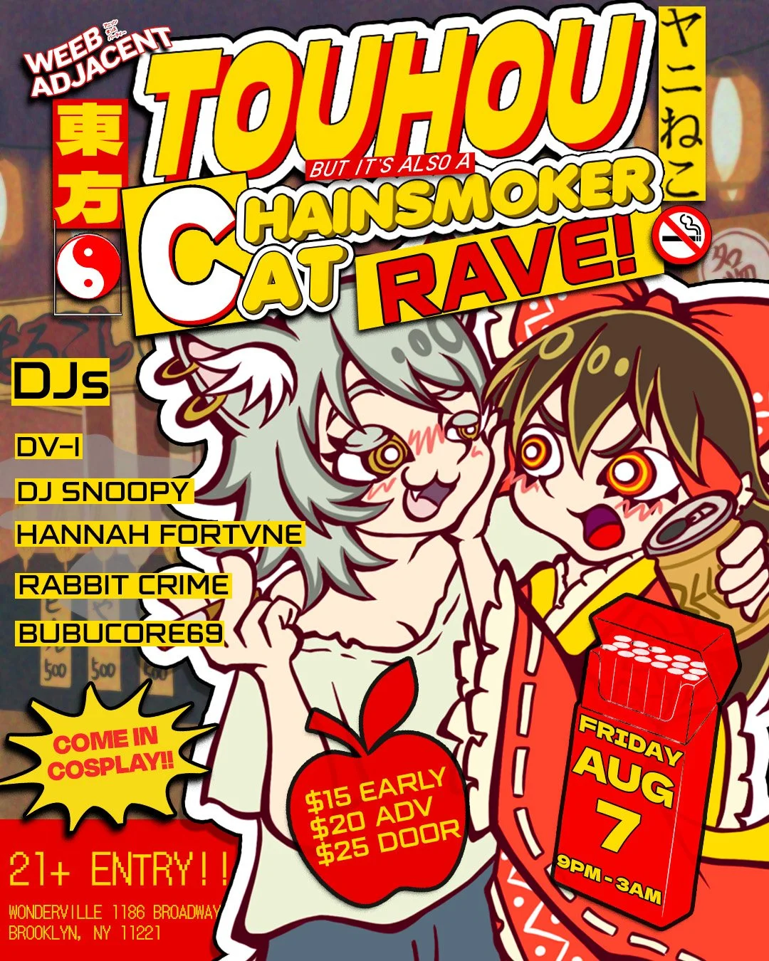 TOUHOU RAVE BUT IT’S ALSO A CHAINSMOKER CAT RAVE! Flyer