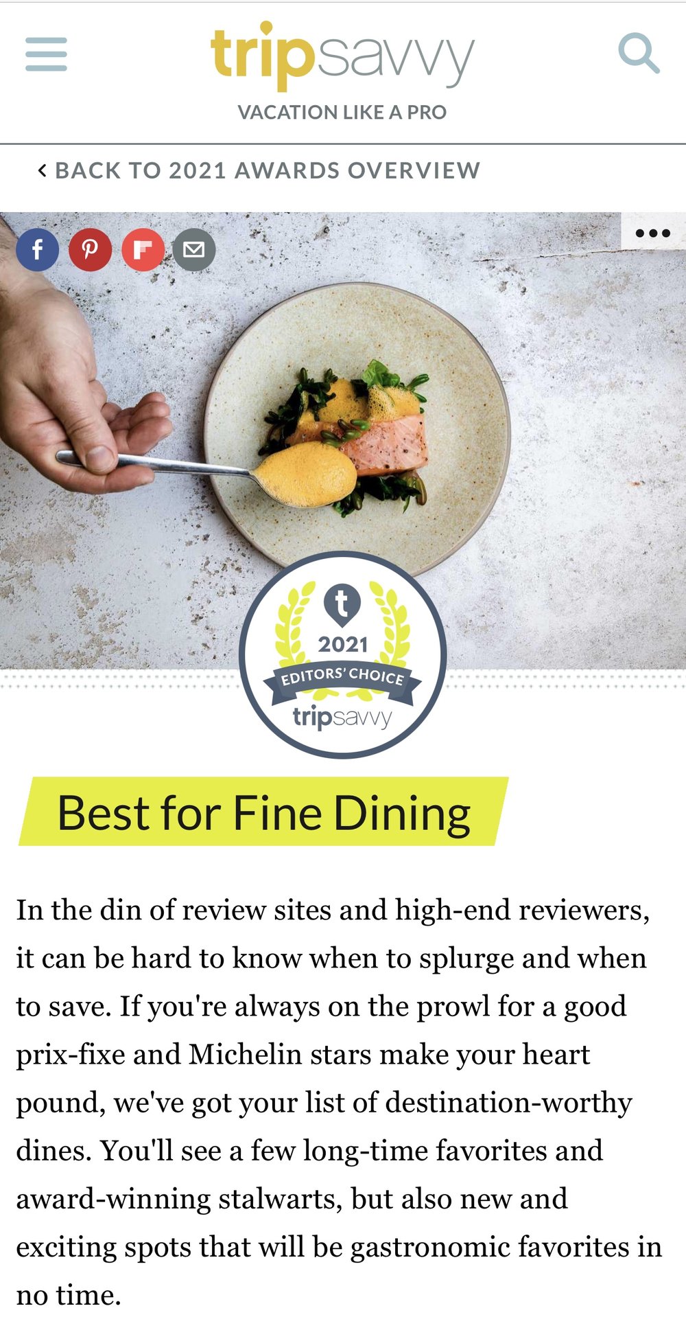 Best for Fine Dining (1 Article)