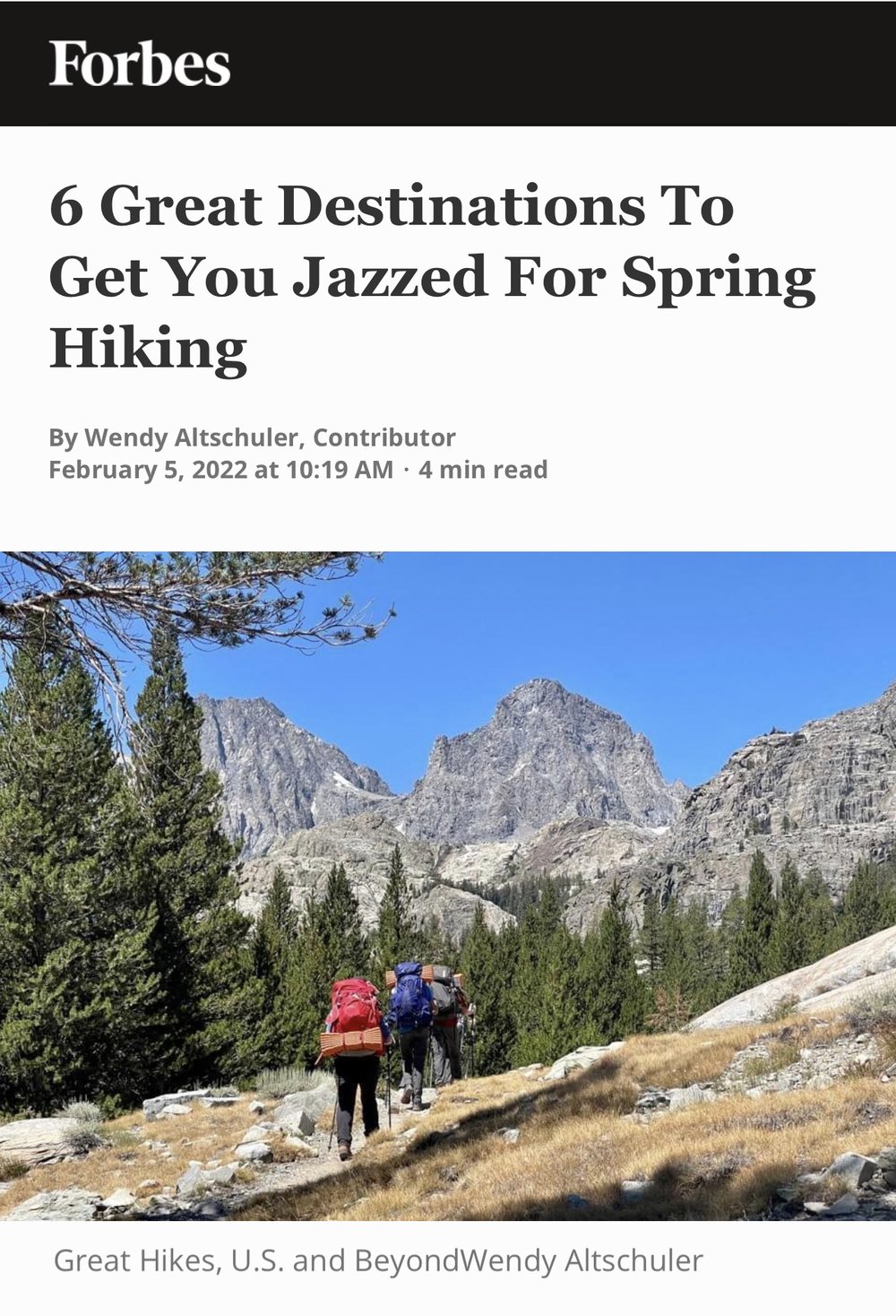 6 Great Destinations To Get You Jazzed For Spring Hiking