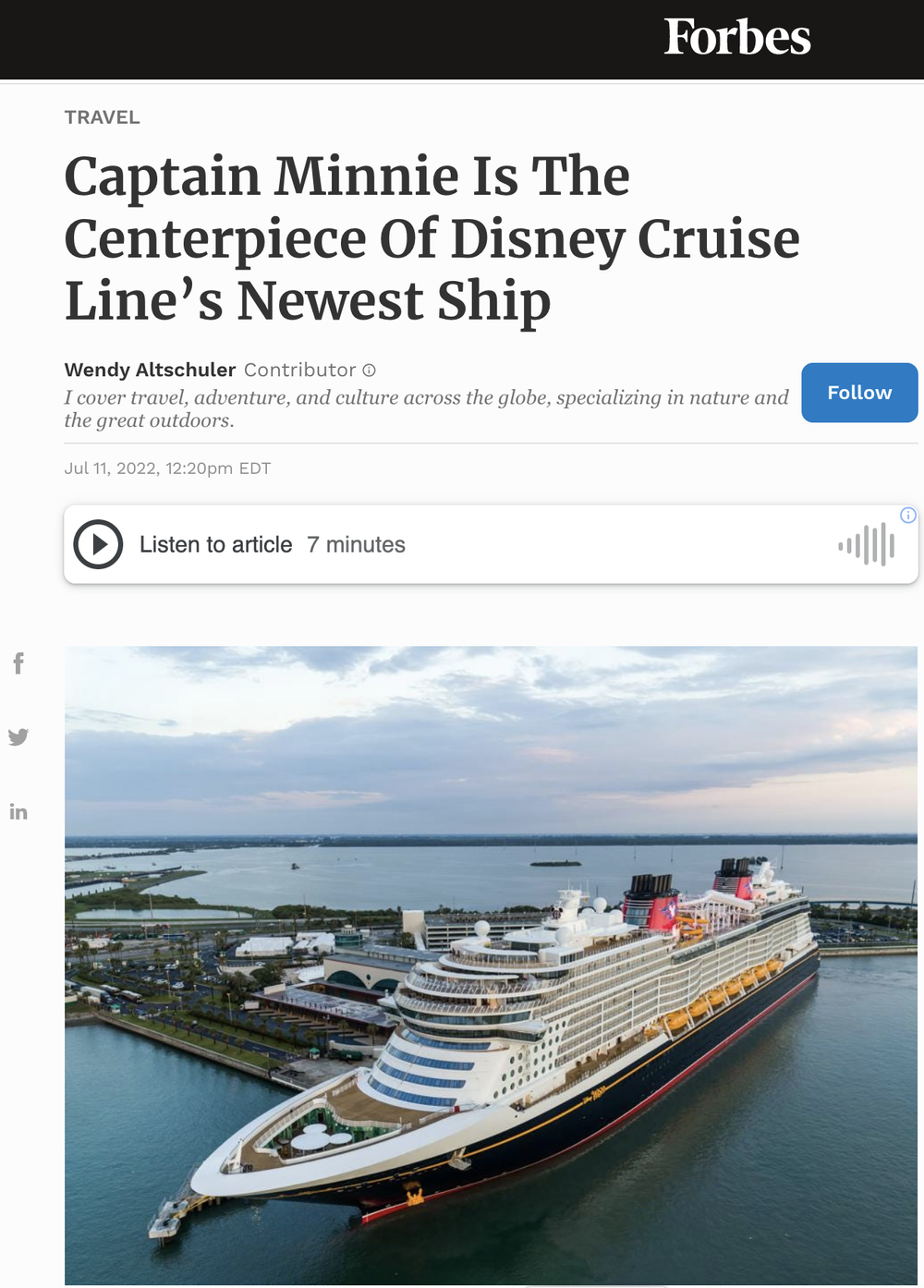 Captain Minnie Is The Centerpiece Of Disney Cruise Line’s Newest Ship