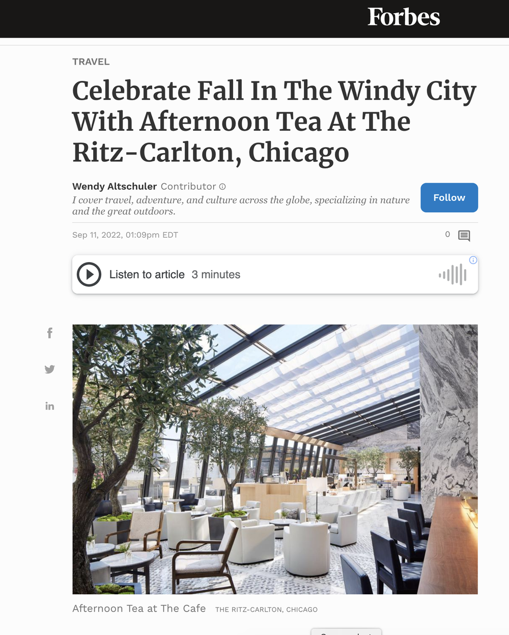 Celebrate Fall In The Windy City With Afternoon Tea At The Ritz-Carlton, Chicago