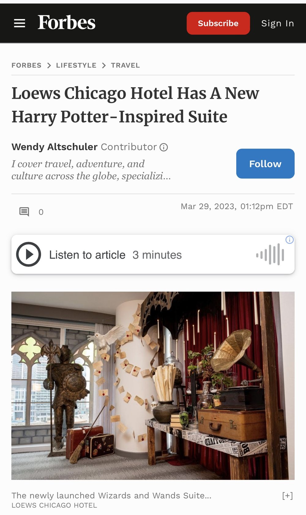 Loews Chicago Hotel Has a New Harry Potter-Inspired Suite