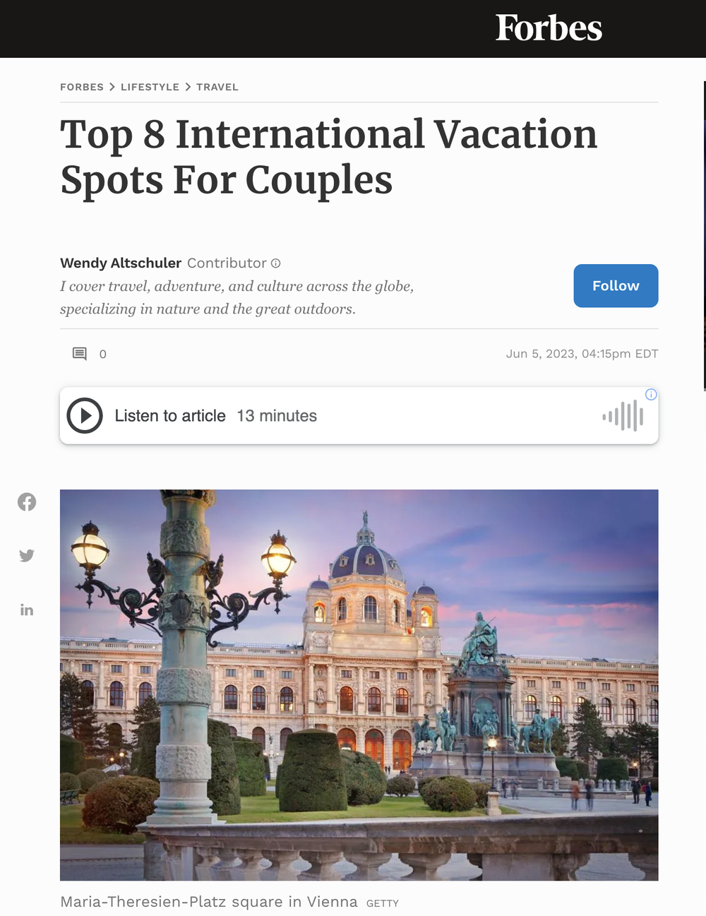 Top 8 International Vacation Spots For Couples