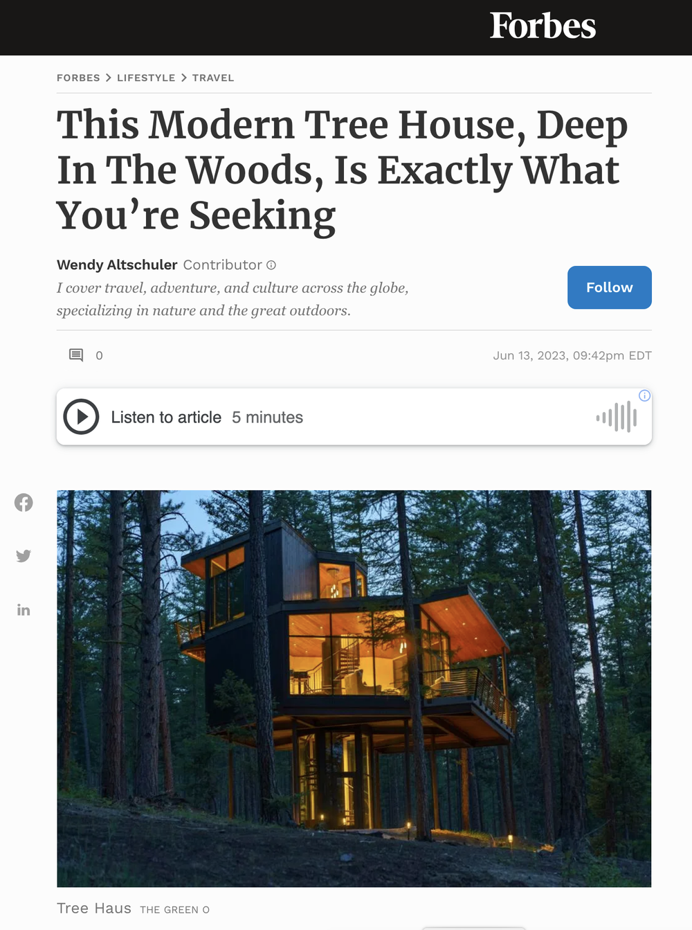 This Modern Tree House, Deep In The Woods, Is Exactly What You’re Seeking