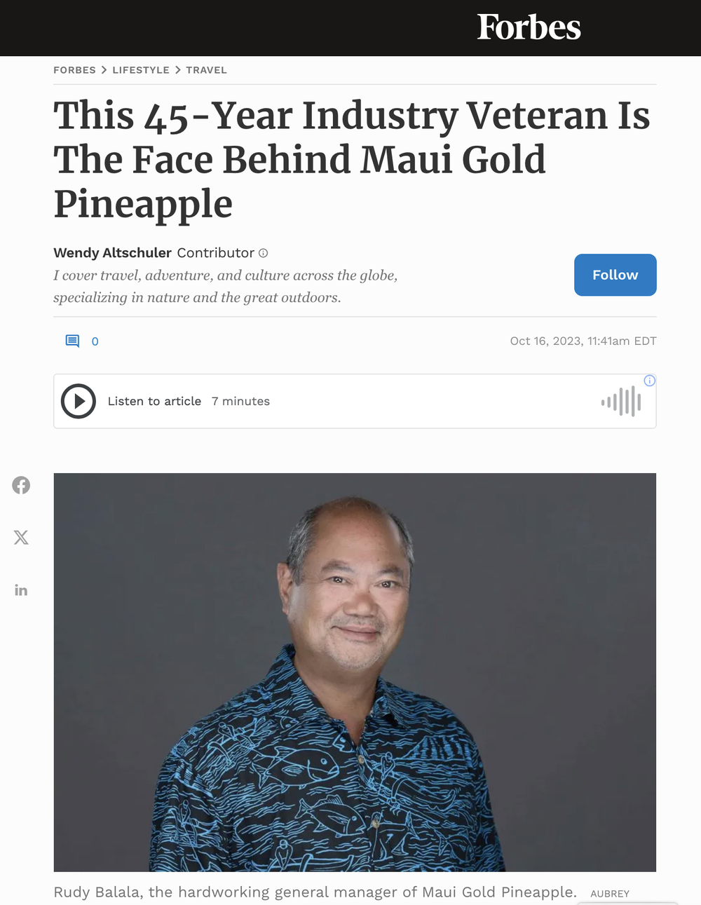 This 45-Year Industry Veteran Is The Face Behind Maui Gold Pineapple