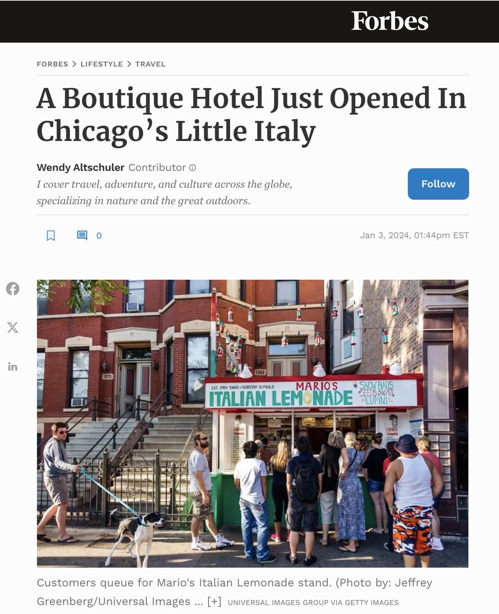 A Boutique Hotel Just Opened In Chicago’s Little Italy