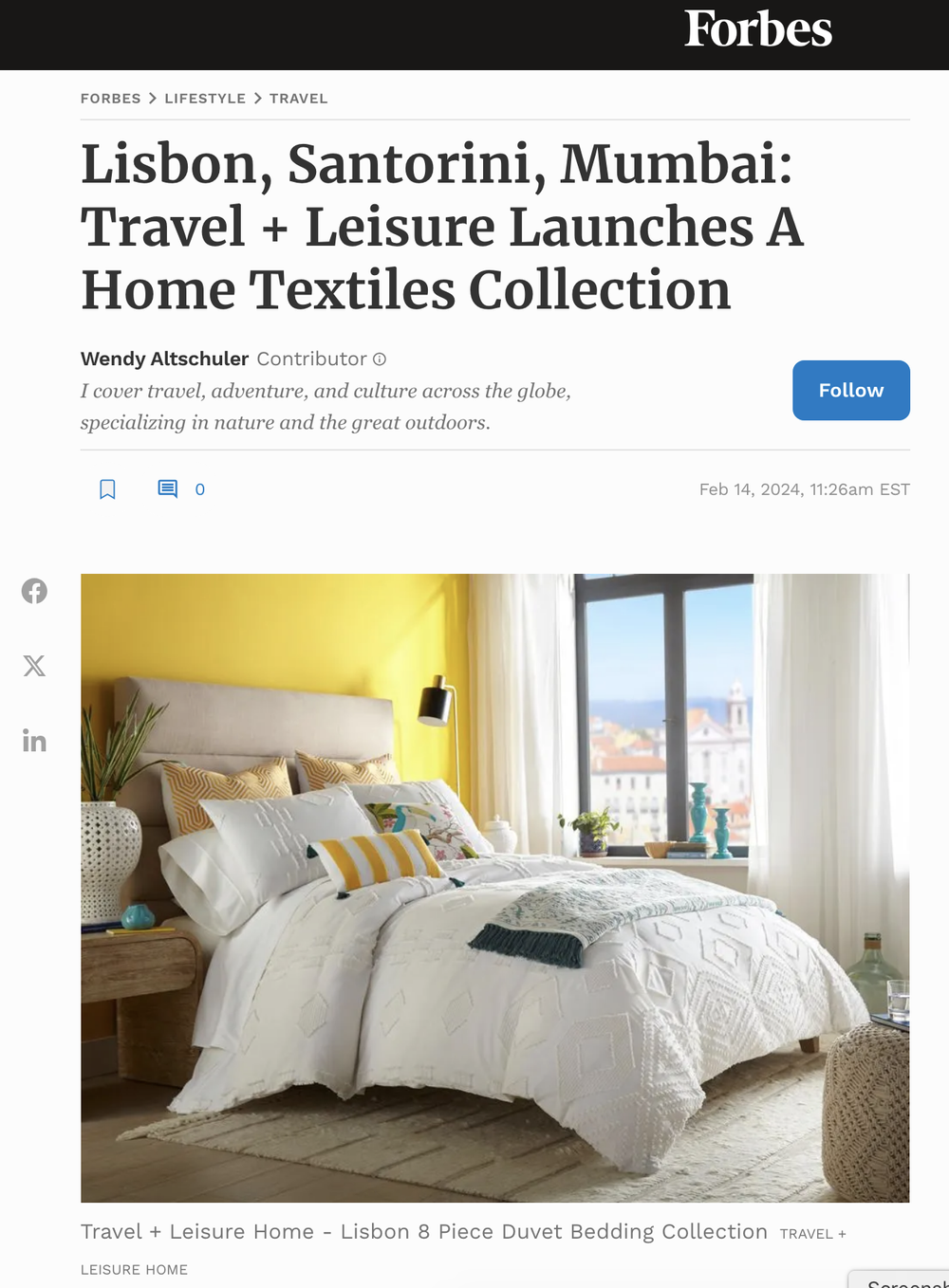 Lisbon, Santorini, Mumbai: Travel + Leisure Launches A Home Textiles Collection