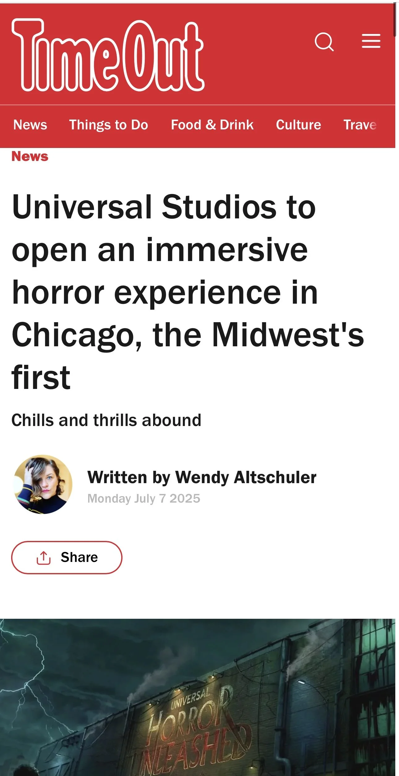 Universal Studios to open an immersive horror experience in Chicago, the Midwest's first
