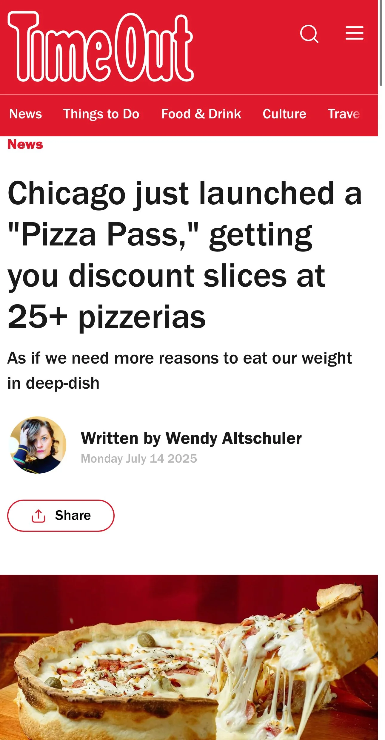 Chicago just launched a "Pizza Pass," getting you discount slices at 25+ pizzerias