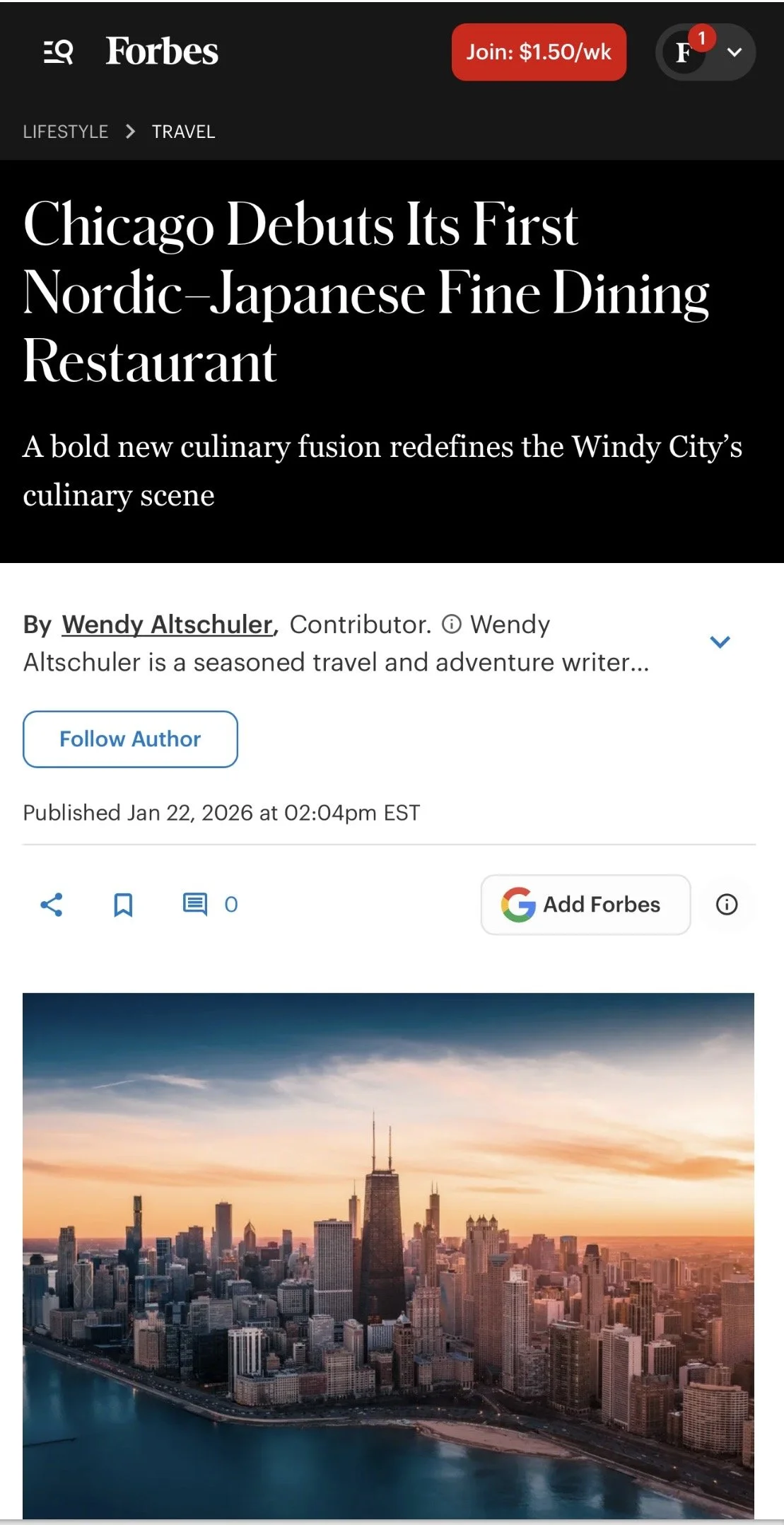 Chicago Debuts Its First Nordic–Japanese Fine Dining Restaurant