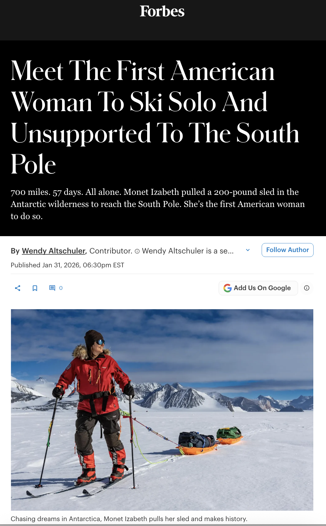 Meet The First American Woman To Ski Solo And Unsupported To The South Pole