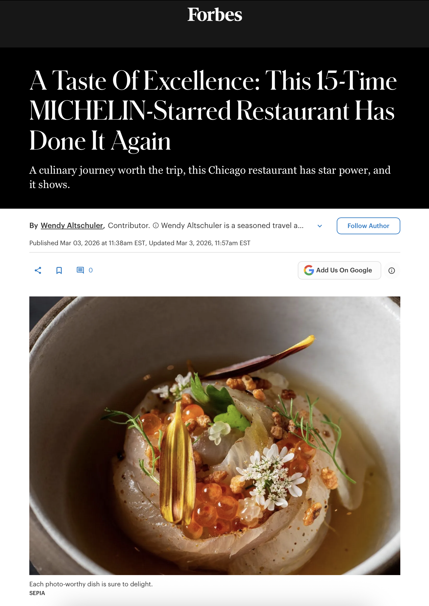 A Taste Of Excellence: This 15-Time MICHELIN-Starred Restaurant Has Done It Again