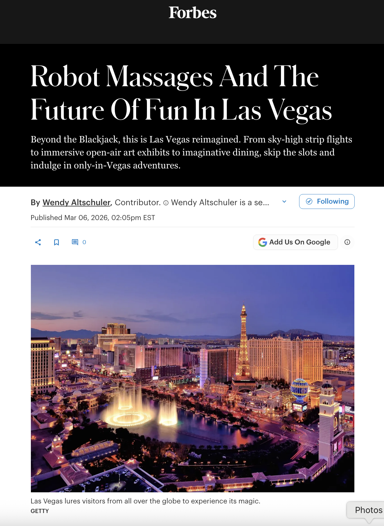 Robot Massages And The Future Of Fun In Las Vegas