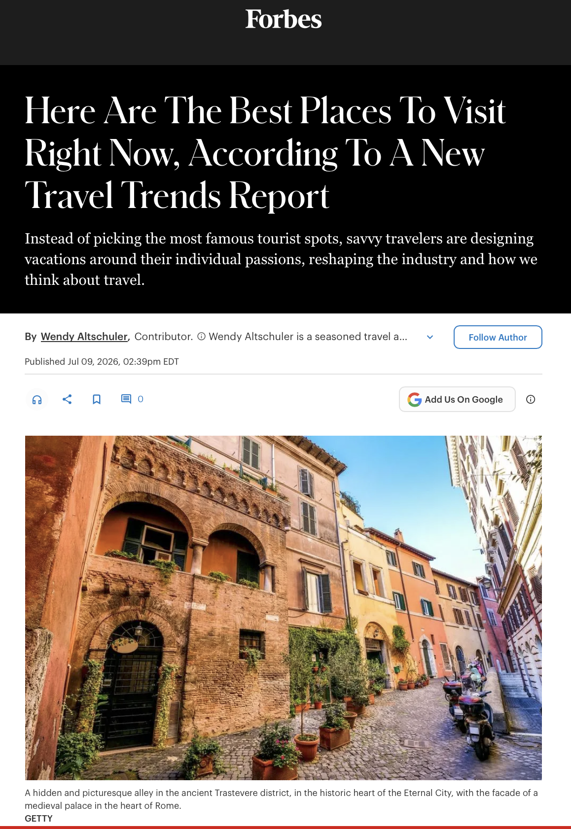 The Best Places to Visit Right Now, According to a New Travel Trends Report 