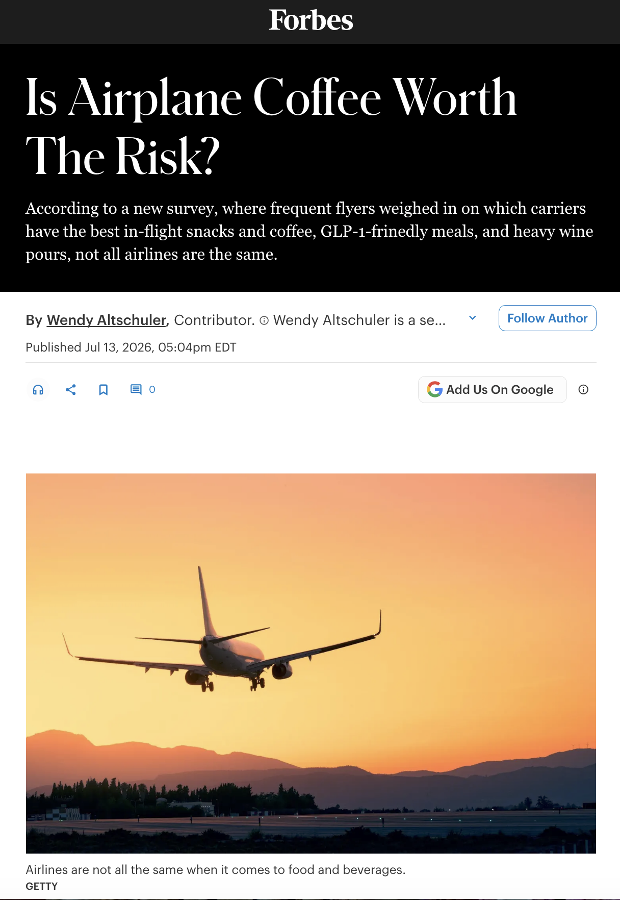 Is Airplane Coffee Worth The Risk?