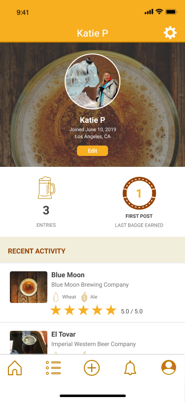 A mock-up of a profile page.
