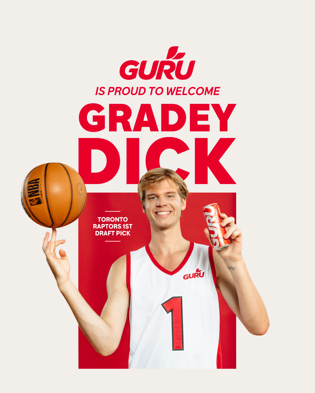 Gradey Dick for Guru Energy Drink
