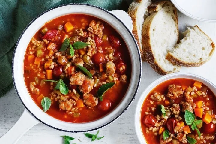 Italian sausage &amp; barley soup