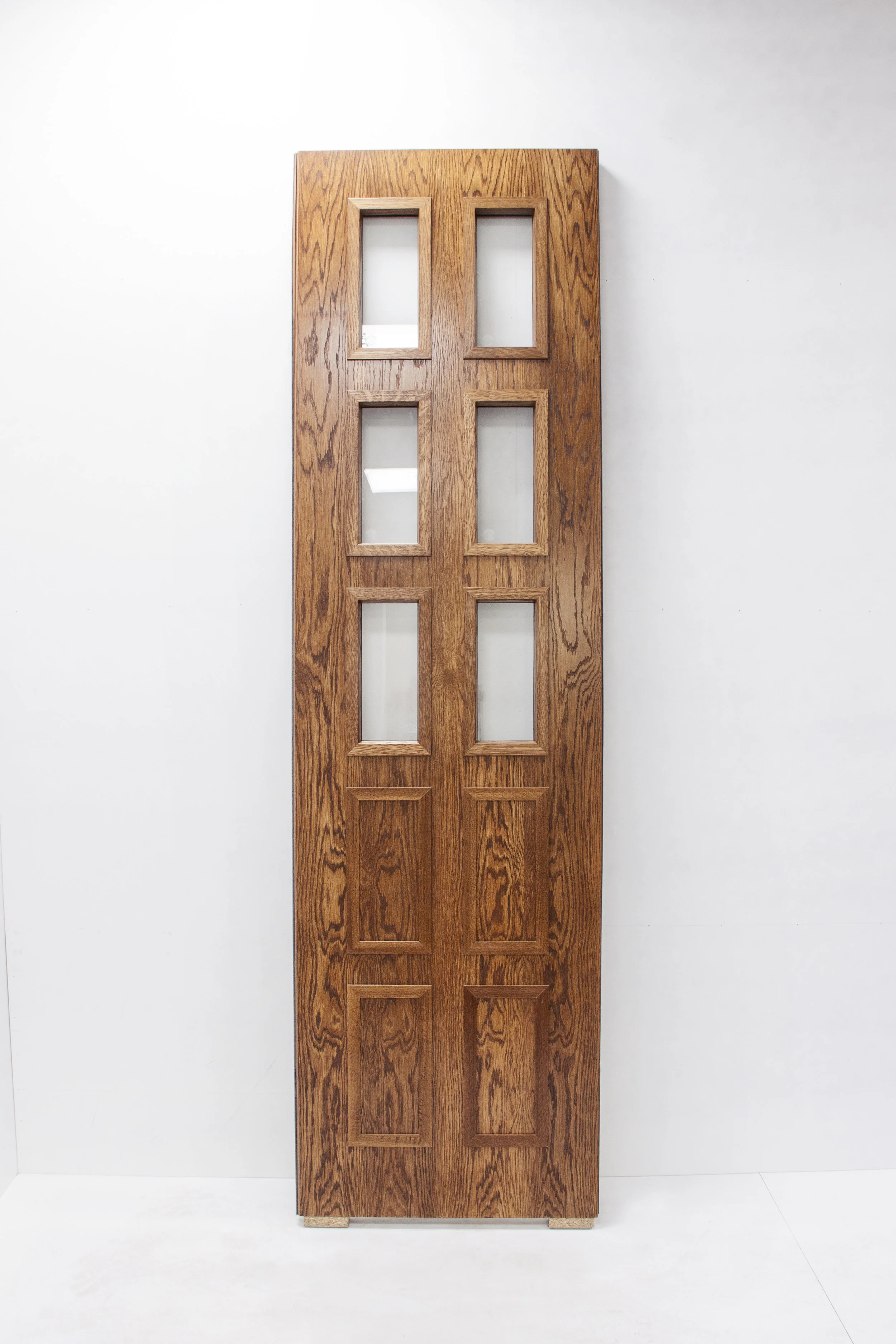 FD60 Crown Cut Oak Door with Vision Panels