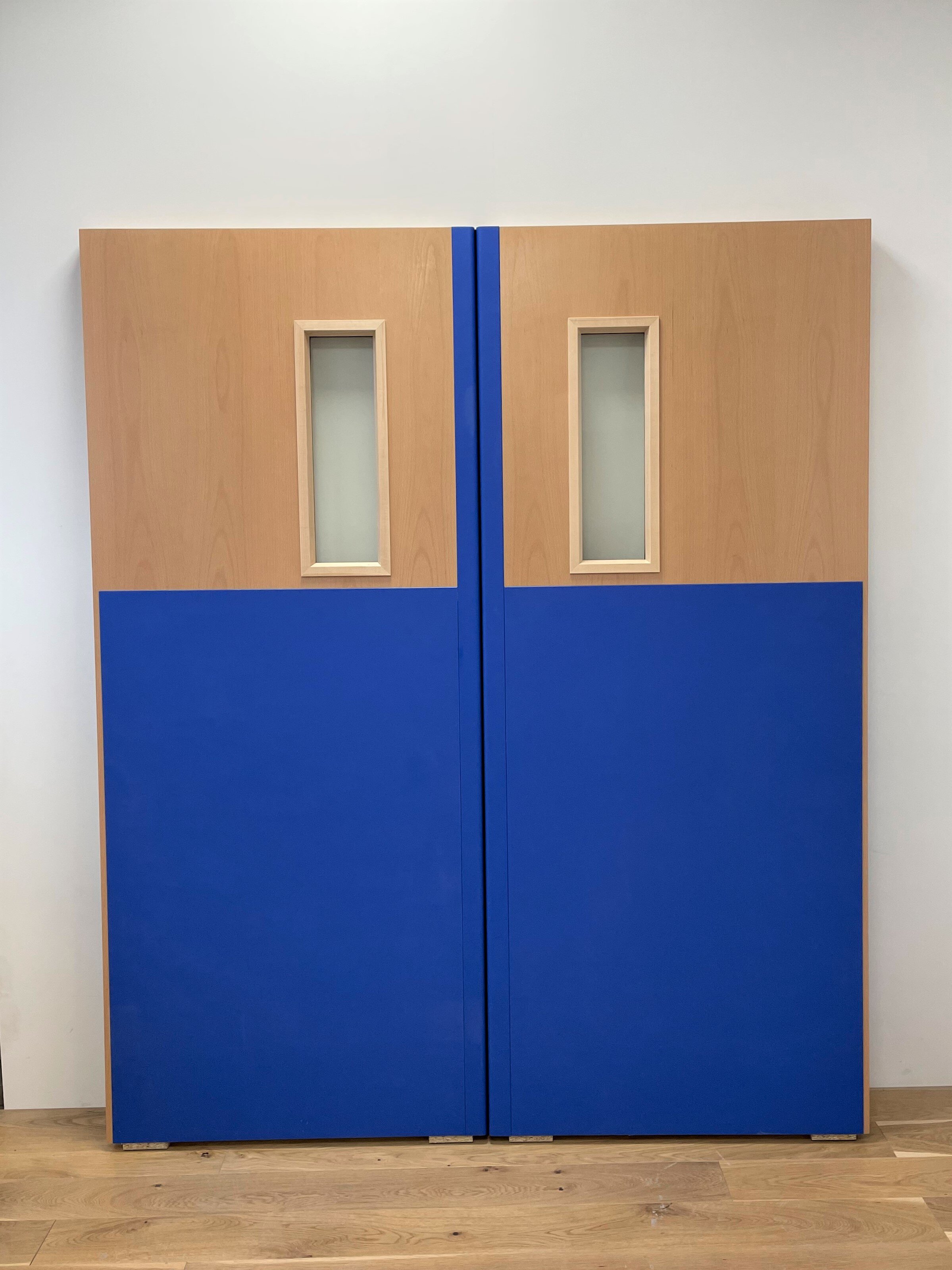 Pair of FD60 doors equipped with Yeoman protection panels and edge protection for the Birmingham Children's Hospital 