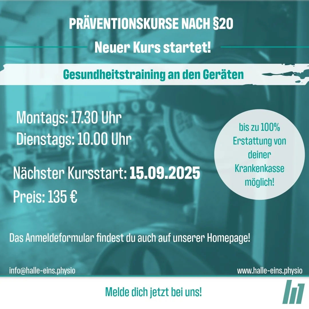 🆕 NEUER PR&Auml;VENTIONSKURS STARTET!
Starte jetzt mit unserem pr&auml;ventiven Gesundheitstraining an den Ger&auml;ten 💪 &ndash; &sect;20 zertifiziert und von den Krankenkassen bezuschusst!
✅ F&uuml;r mehr Kraft, Beweglichkeit &amp; Wohlbefinden
?