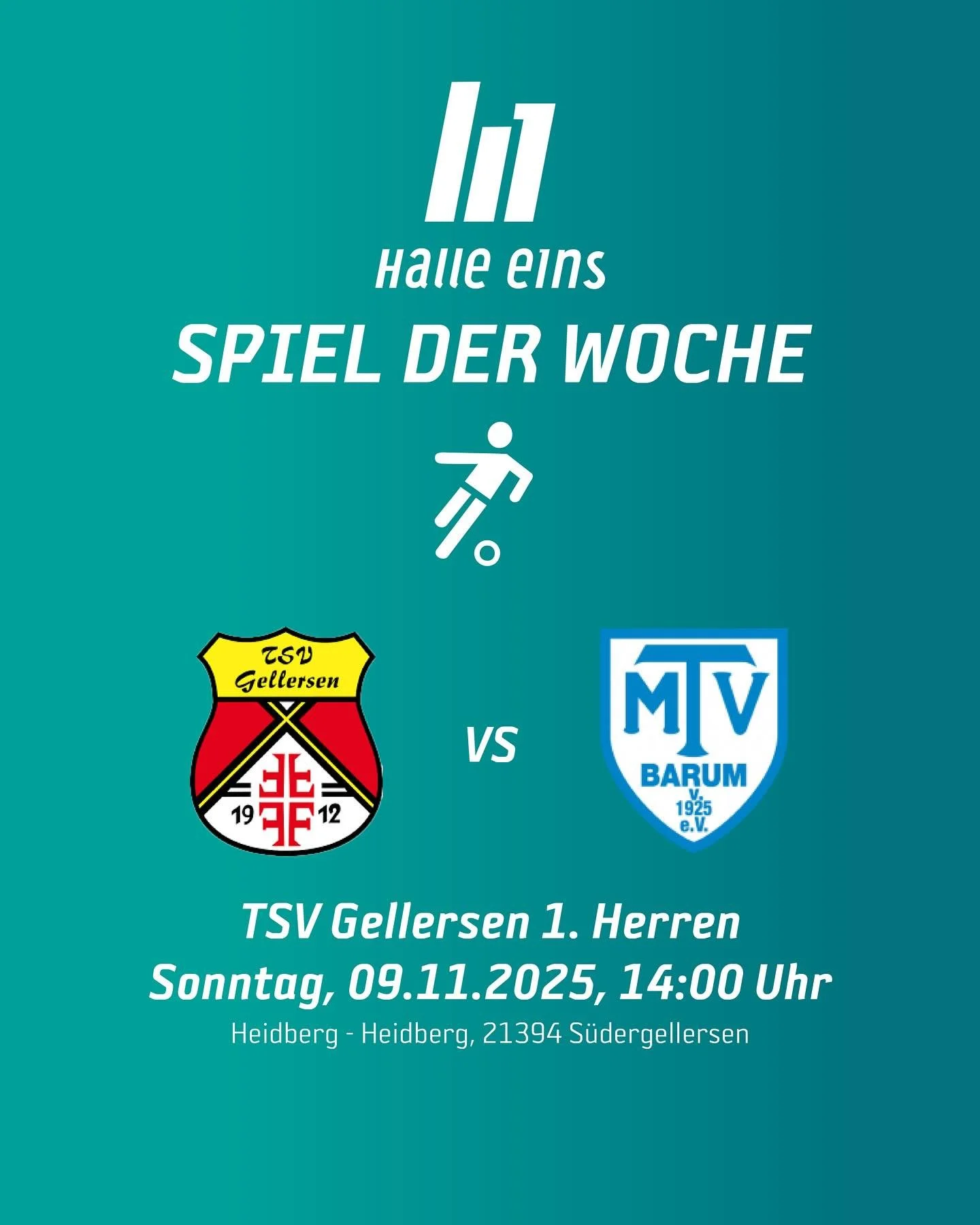 ⚽️ Es ist wieder soweit &ndash; Spiel der Woche!

Dieses Mal: @tsv_gellersen1 vs. MTV Barum 🔥

Wir dr&uuml;cken kr&auml;ftig dem TSV die Daumen und w&uuml;nschen ein faires, spannendes Spiel!

👉 Wer ist dabei?
📍 Heidberg, S&uuml;dergellersen
🗓 So
