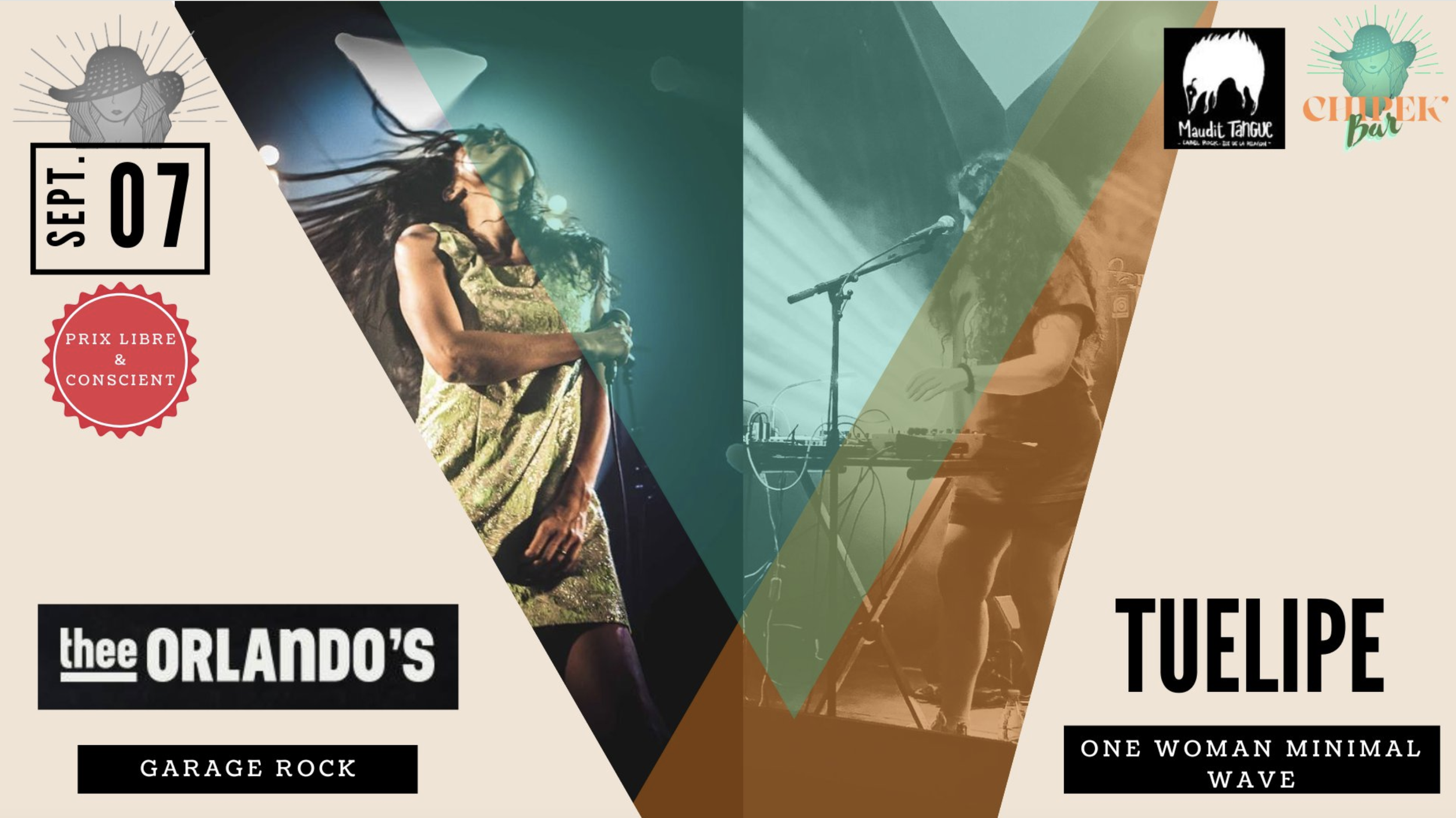 ONE WOMAN MINIMAL WAVE + GARAGE ROCK / TUELIPE + THEE ORLANDO'S (PRIX LIBRE)