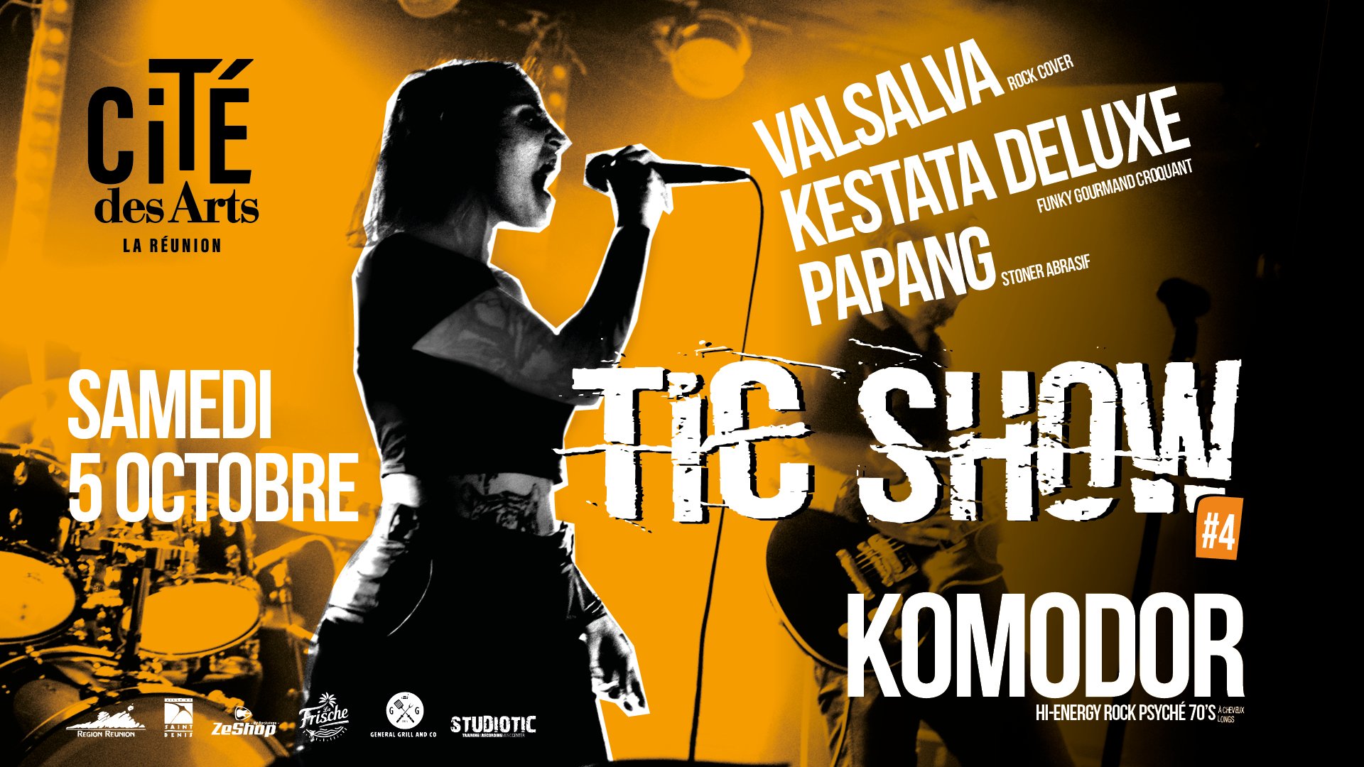 MUSIQUES TOUS STYLES / TIC SHOW / KOMODOR + VALSALVA + KESTATA DELUXE + PAPANG (15€)