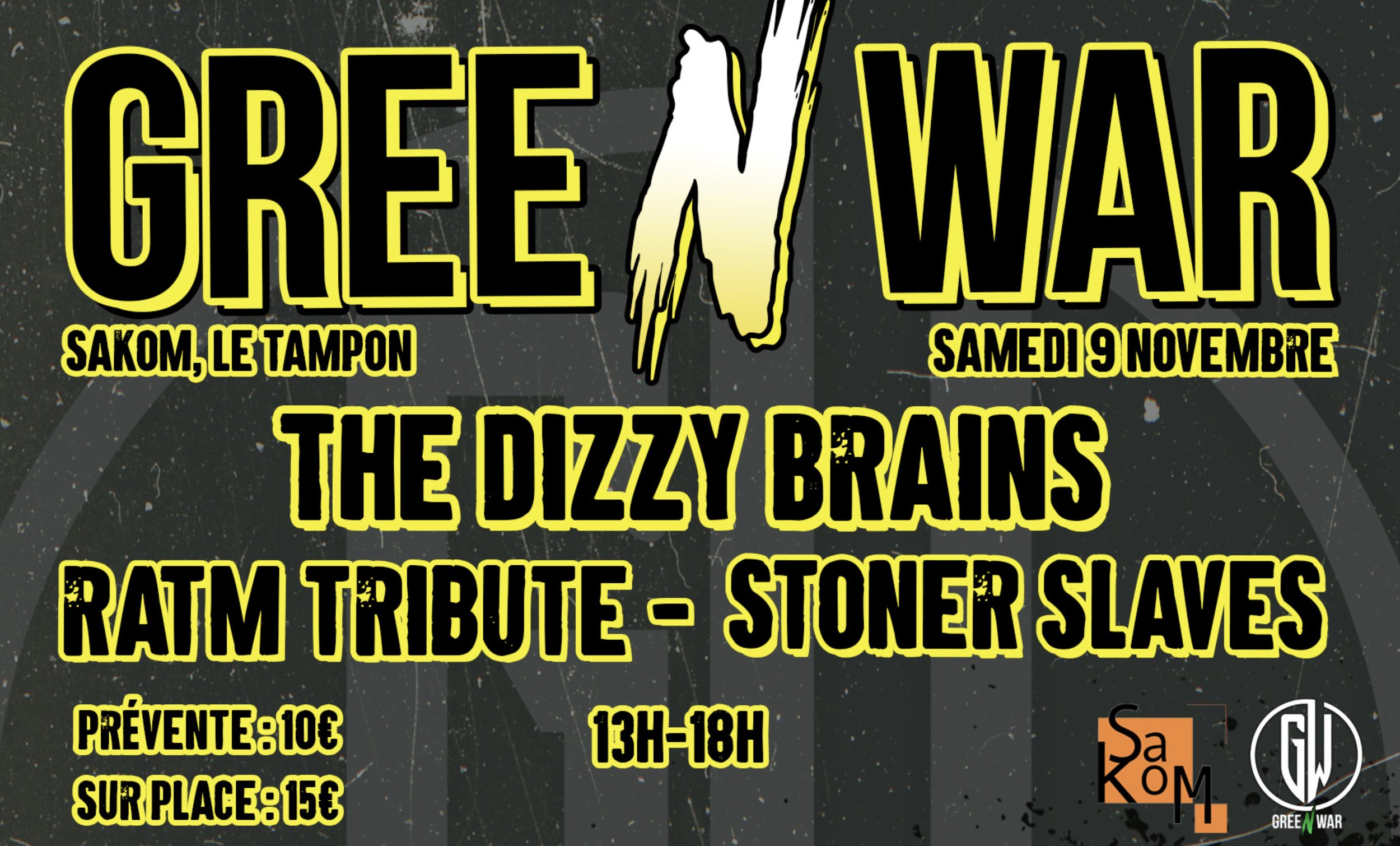 FESTIVAL GREENWAR / THE DIZZY BRAINS + RATM TRIBUTE + STONER SLAVES (7-10-15€)